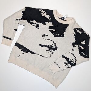 IH NOM UH NIT ihnomuhnit knit face sweater oversized black cream size L